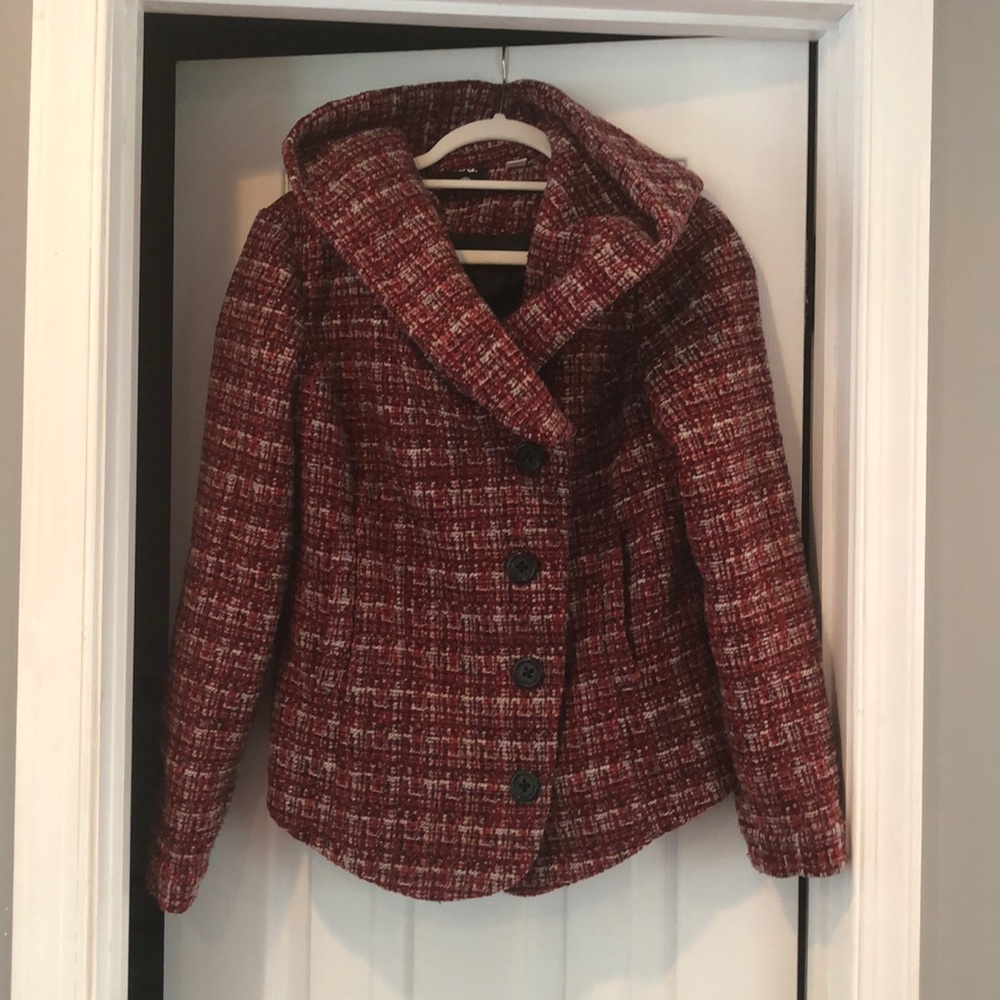 Urban Outfitters tweed coat with large hood